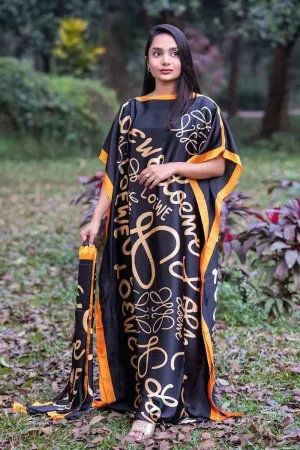 Oversized African Dashiki Abaya for Women – Print Design with Matching Scarf, Loose-Fit Long Dress