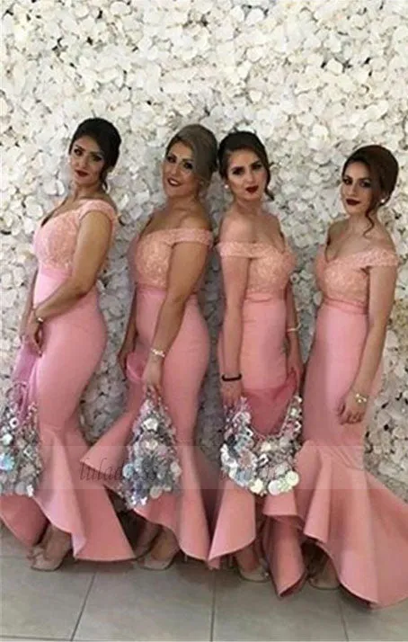 Pink bridesmaid dresses for fall wedding, Long bridesmaid dresses with lace, Elegant long prom party dresses