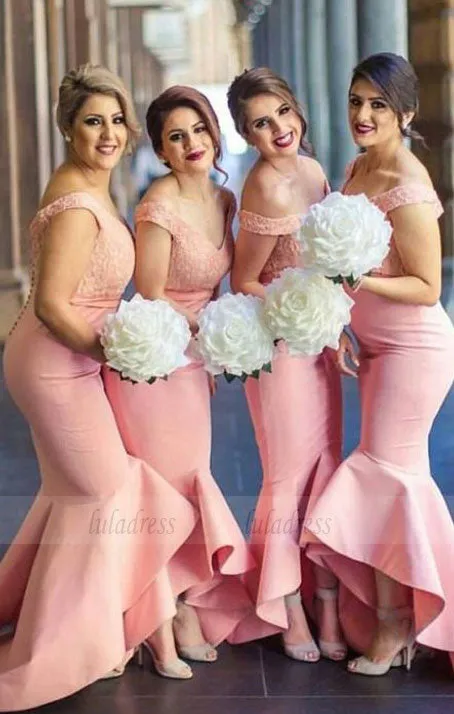 Pink bridesmaid dresses for fall wedding, Long bridesmaid dresses with lace, Elegant long prom party dresses