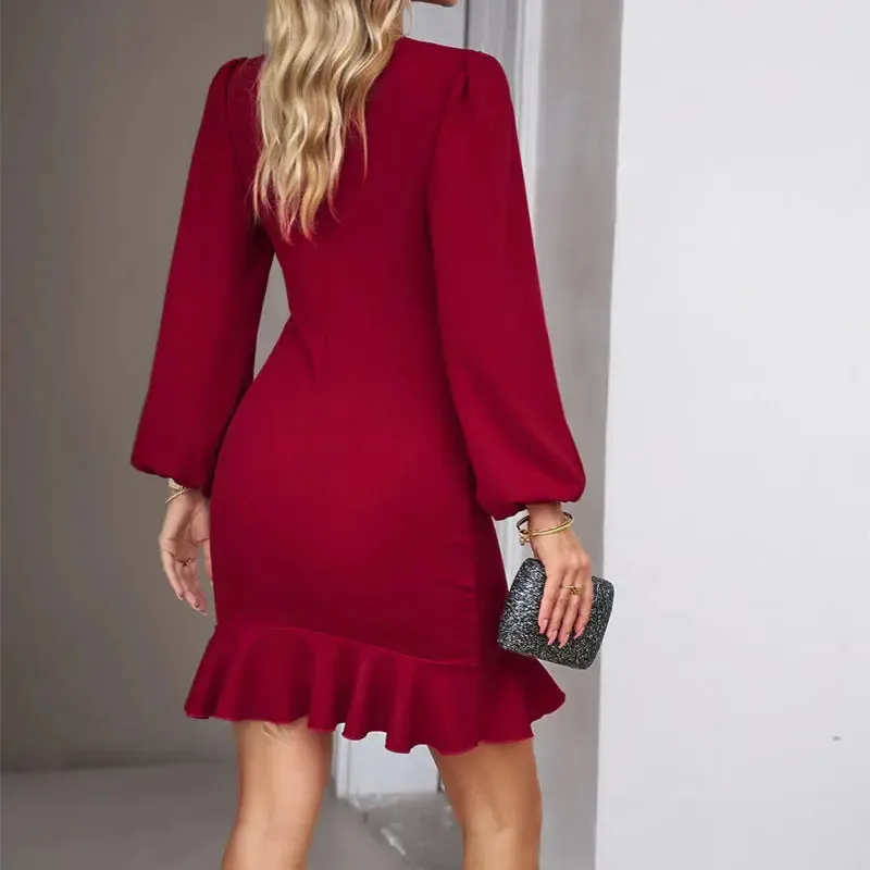 Puff Long Sleeve Fashion Graceful Short Dress