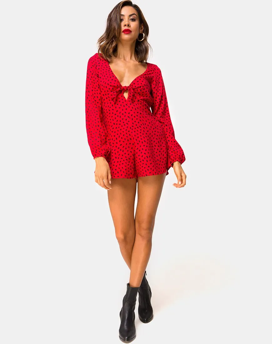 Romalo Playsuit in Mini Diana Dot Red and Black