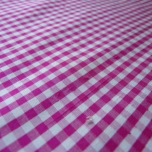 Silk Dupioni - Fuschia Gingham