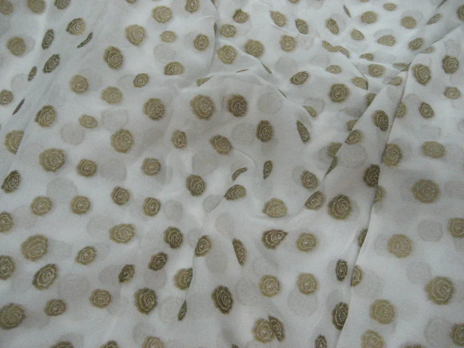 Silk georgette light ivory rose flowers 44" wide [2192]