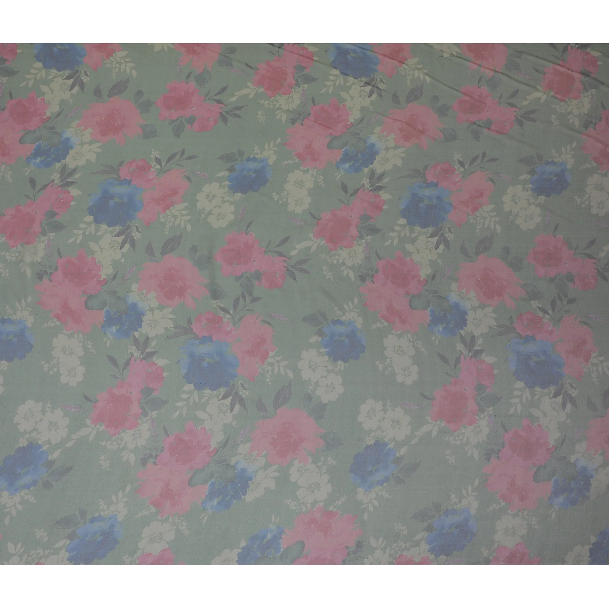 Soft Pink and Blue Floral Pure Silk Chiffon Fabric, 110 cms, South Korea-D19884