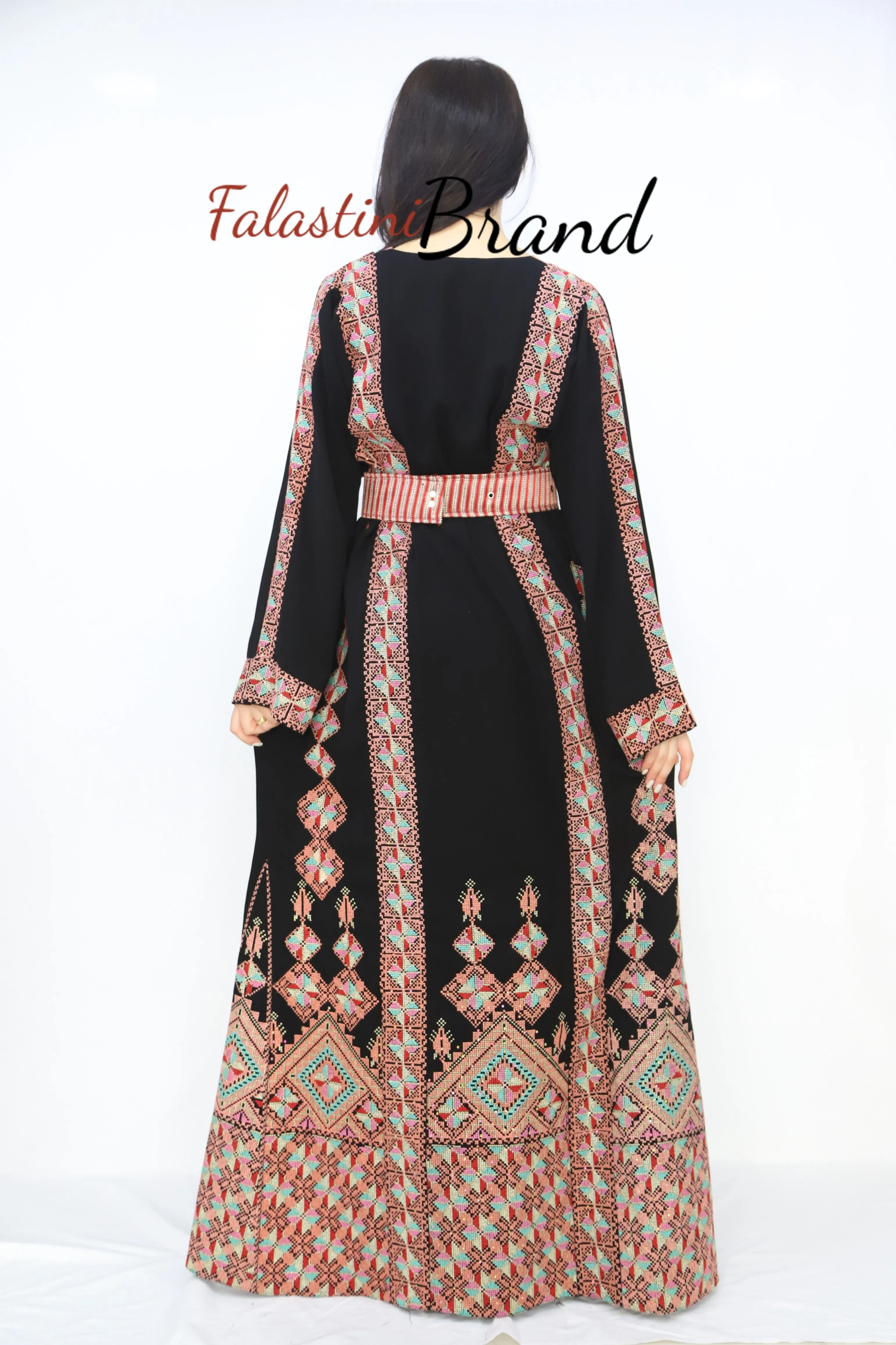 Unique Diamond Pink Embroidered Palestinian Thobe Dress