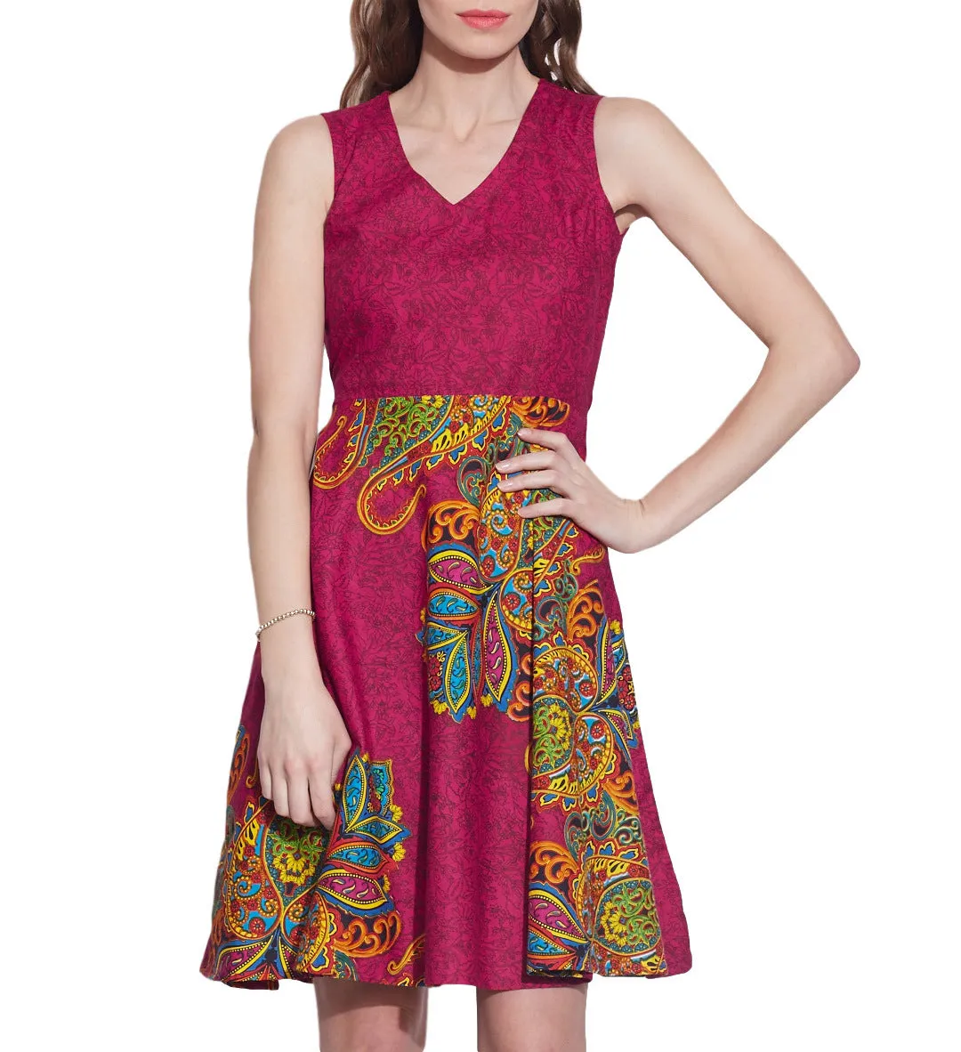 Women Apparels Cotton Printed Dress,Machine Washable,W-CPD42-1626, Size-42 Inch