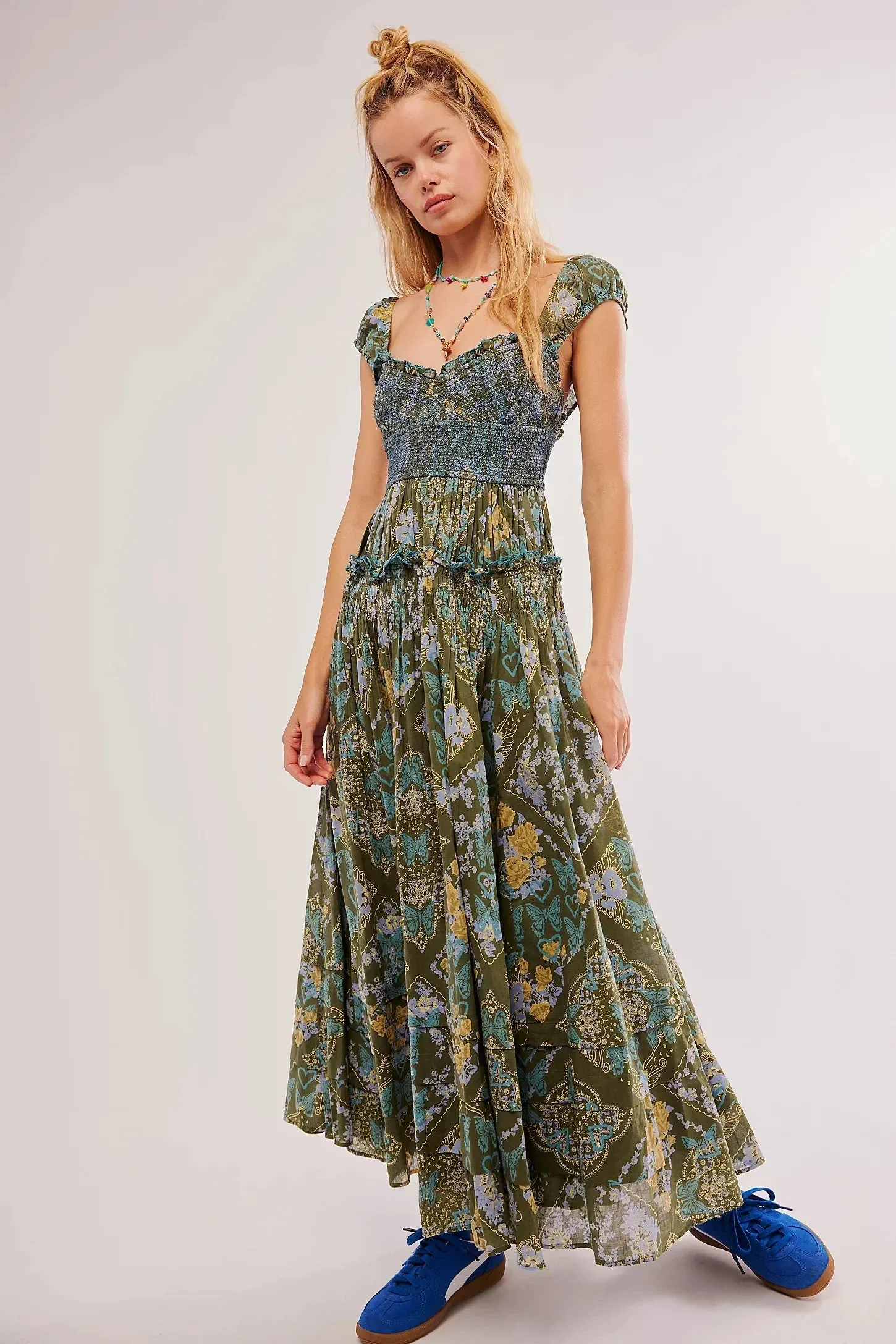 Women Floral & Paisley Boho Layered Maxi Dress