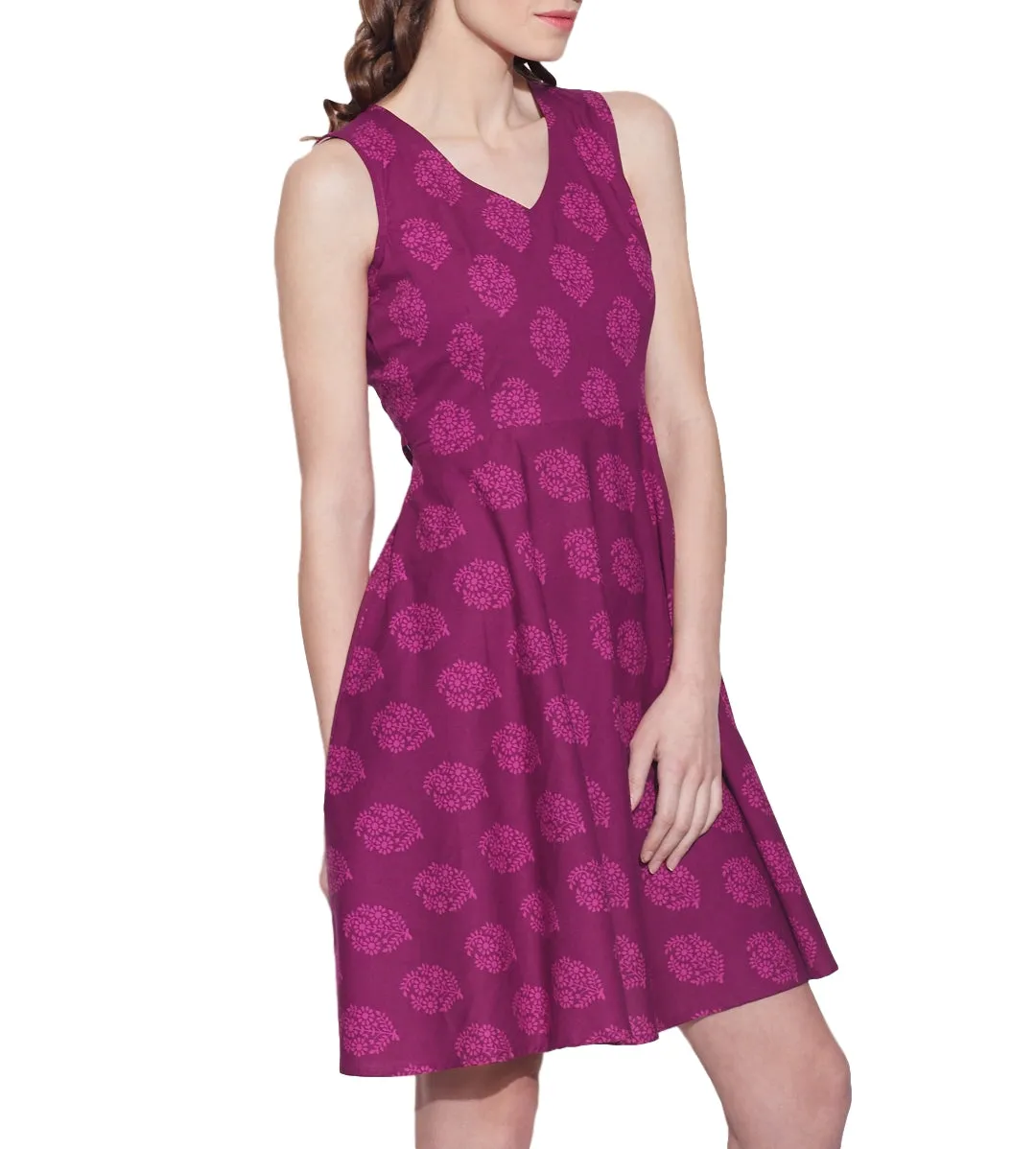 Women's Apparel Cotton Printed Dress,Machine Washable,W-CPD44-1608, Size-44 Inch