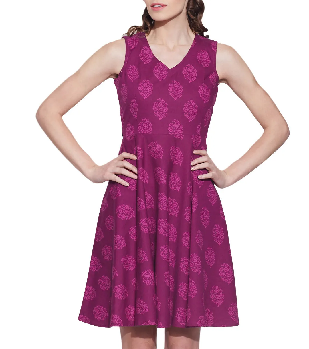 Women's Apparel Cotton Printed Dress,Machine Washable,W-CPD44-1608, Size-44 Inch