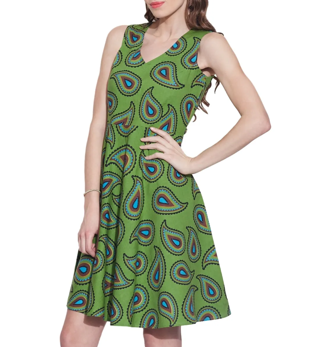 Womens Clothing Cotton Printed Dress,Machine washable,W-CPD38-1623, Size-38 Inch